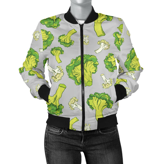 Broccoli Pattern Print Design 03 Women's Bomber Jacket