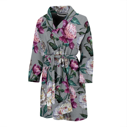 Peony Pattern Print Design PE01 Men Bathrobe