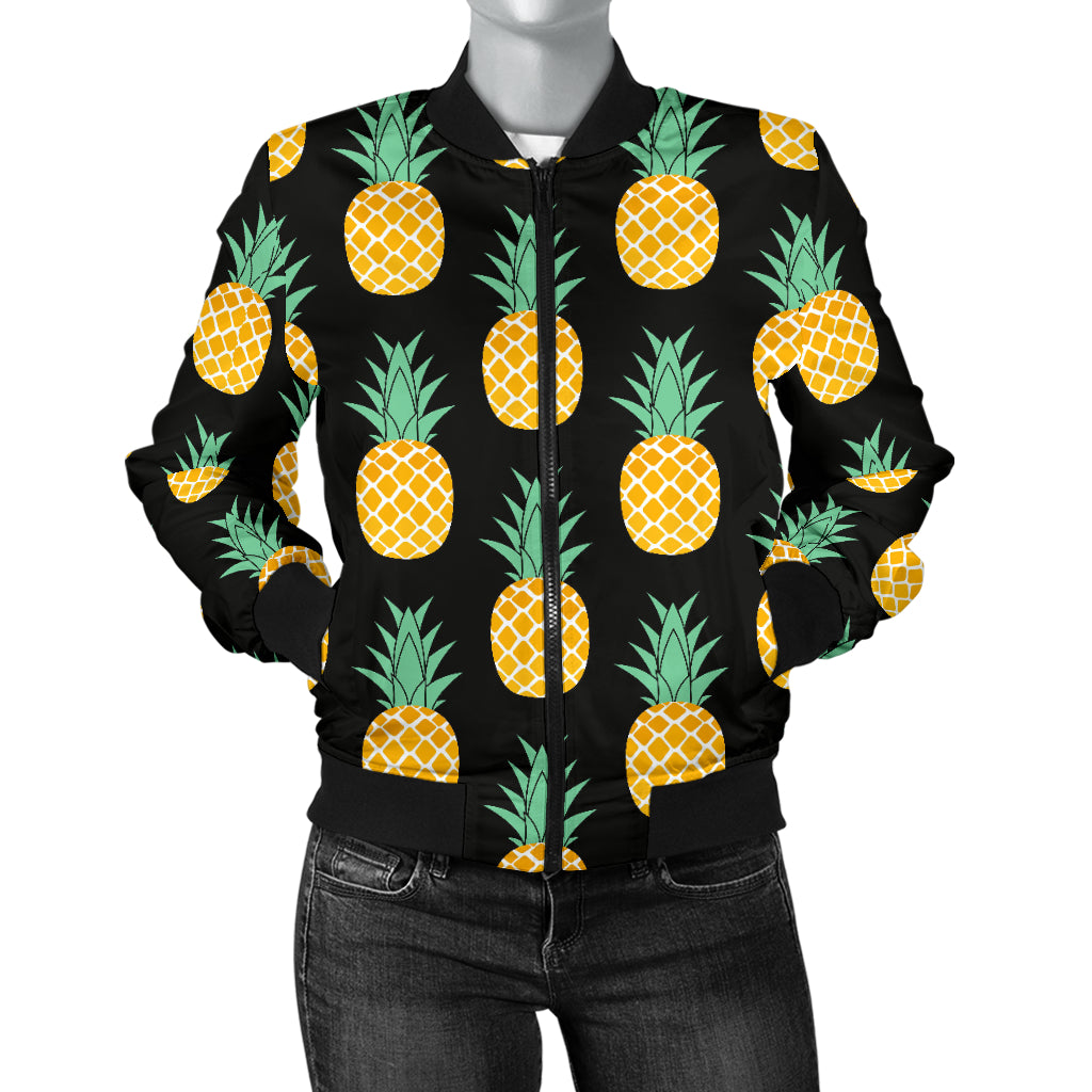Pineapple Pattern Print Design A03 Women's Bomber Jacket