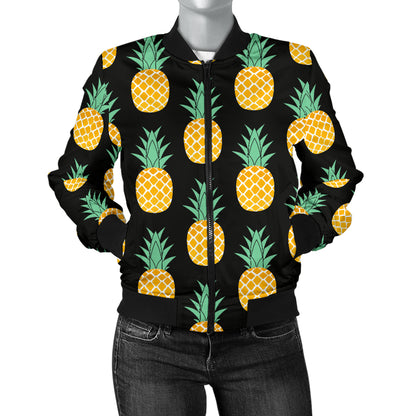 Pineapple Pattern Print Design A03 Women's Bomber Jacket