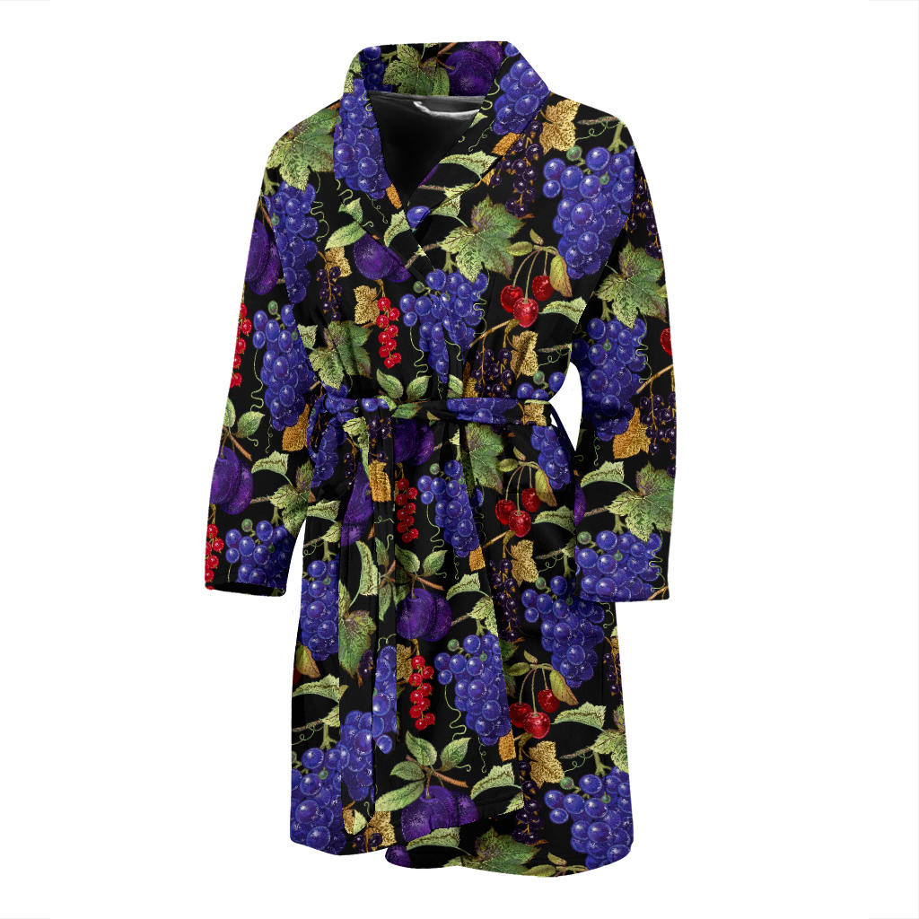 Grape Pattern Print Design GP05 Men Bathrobe