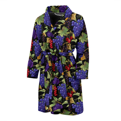 Grape Pattern Print Design GP05 Men Bathrobe
