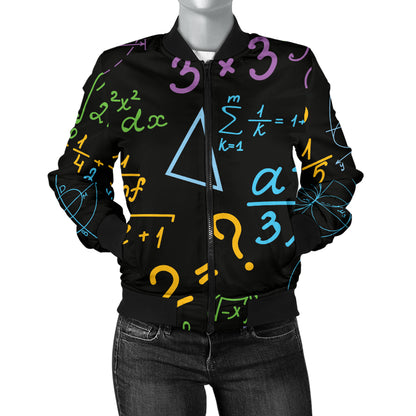 Math Pattern Print Design 03 Women's Bomber Jacket