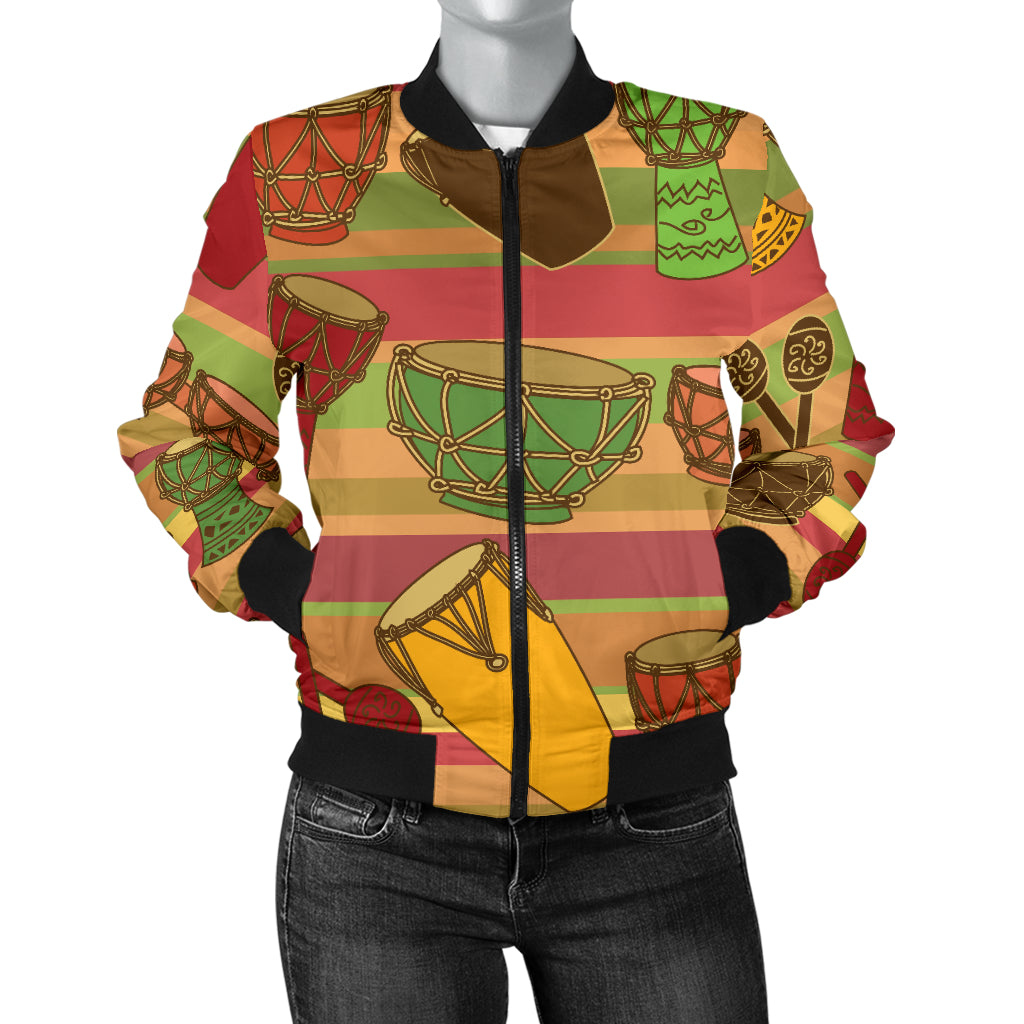 Percussion Pattern Print Design 01 Women's Bomber Jacket