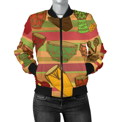 Percussion Pattern Print Design 01 Women's Bomber Jacket