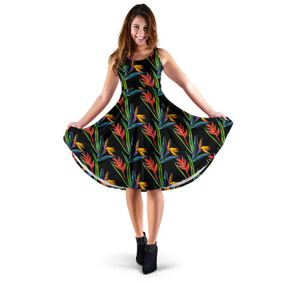Heliconia Pattern Print Design HL04 Midi Dress