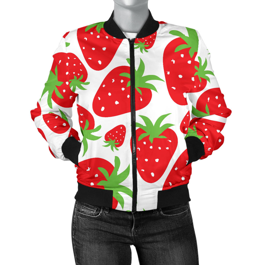Strawberry Pattern Print Design SB01 Women Bomber Jacket