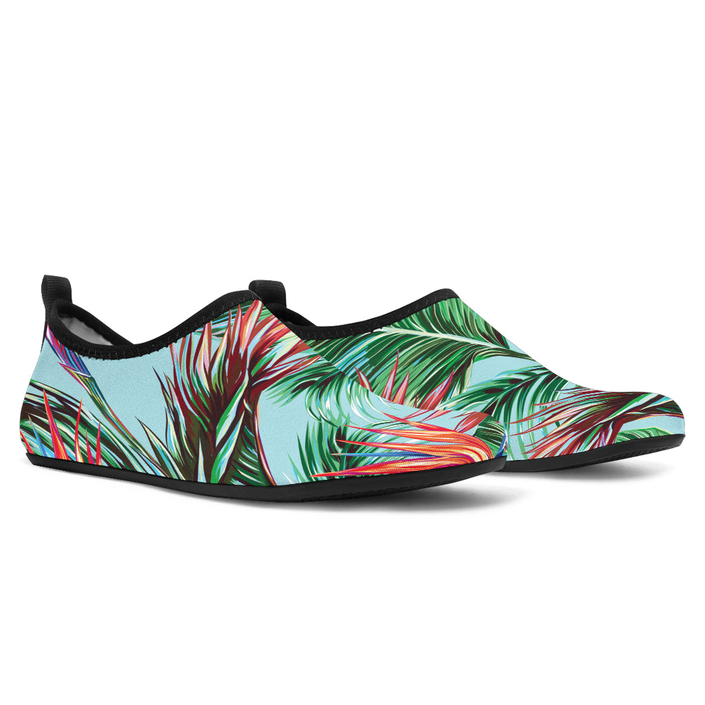 Bird Of Paradise Pattern Print Design BOP01 Aqua Water Shoes