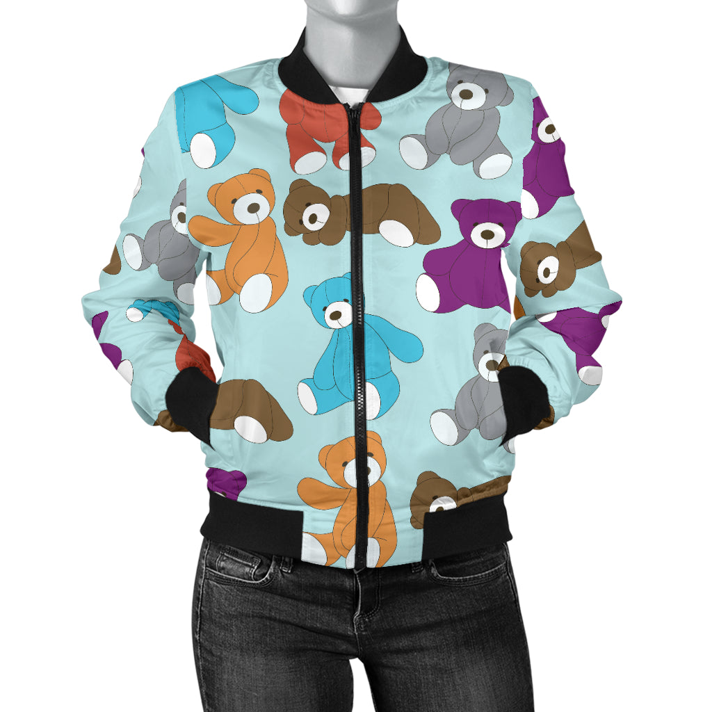 Bear Cute Pattern Print Design 03 Women's Bomber Jacket
