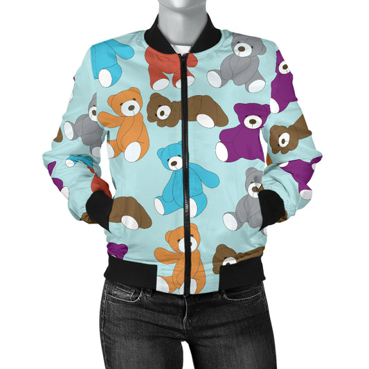 Bear Cute Pattern Print Design 03 Women's Bomber Jacket