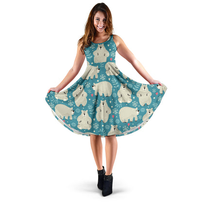 Bear Pattern Print Design BE04 Midi Dress