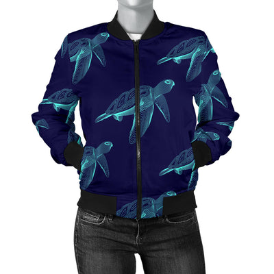 Sea Turtle Pattern Print Design T04 Women Bomber Jacket