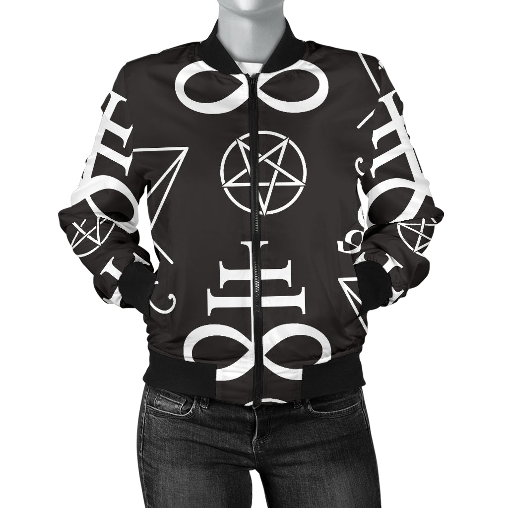 Pentagram Pattern Print Design A04 Women's Bomber Jacket