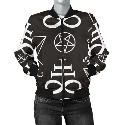Pentagram Pattern Print Design A04 Women's Bomber Jacket
