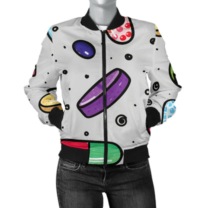 Pill Pattern Print Design A04 Women's Bomber Jacket