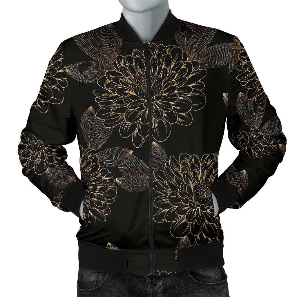 Dahlia Pattern Print Design DH04 Men Bomber Jacket