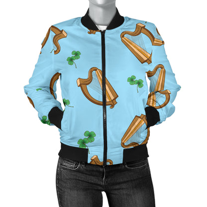 Harp Pattern Print Design 01 Women's Bomber Jacket