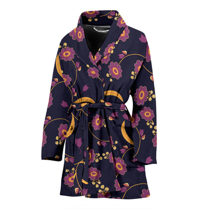 Anemone Pattern Print Design AM012 Women Bathrobe