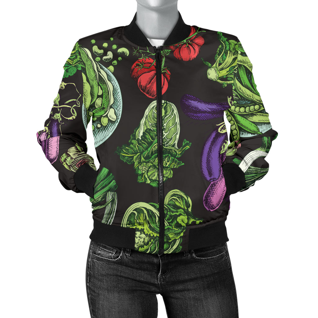 Lettuce Pattern Print Design 01 Women's Bomber Jacket