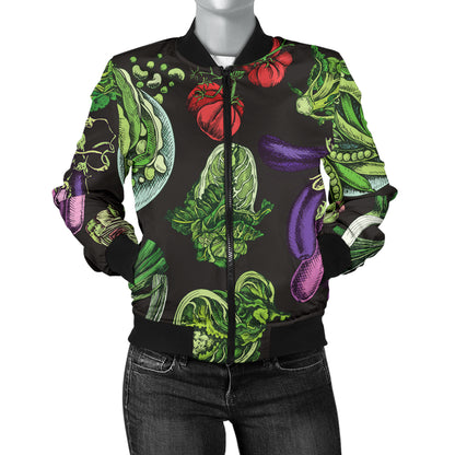 Lettuce Pattern Print Design 01 Women's Bomber Jacket