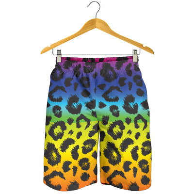 Rainbow Leopard Pattern Print Design A01 Mens Shorts