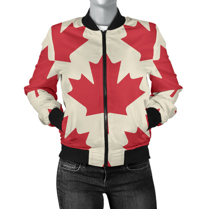 Maple Leaf Pattern Print Design 03 Women's Bomber Jacket