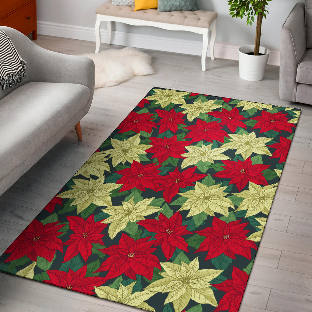 Poinsettia Pattern Print Design POT06 Area Rugs