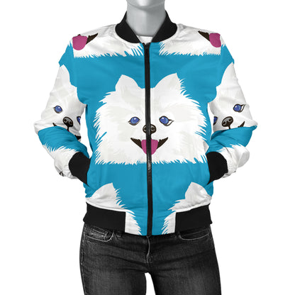 Pomeranians Pattern Print Design A05 Women's Bomber Jacket
