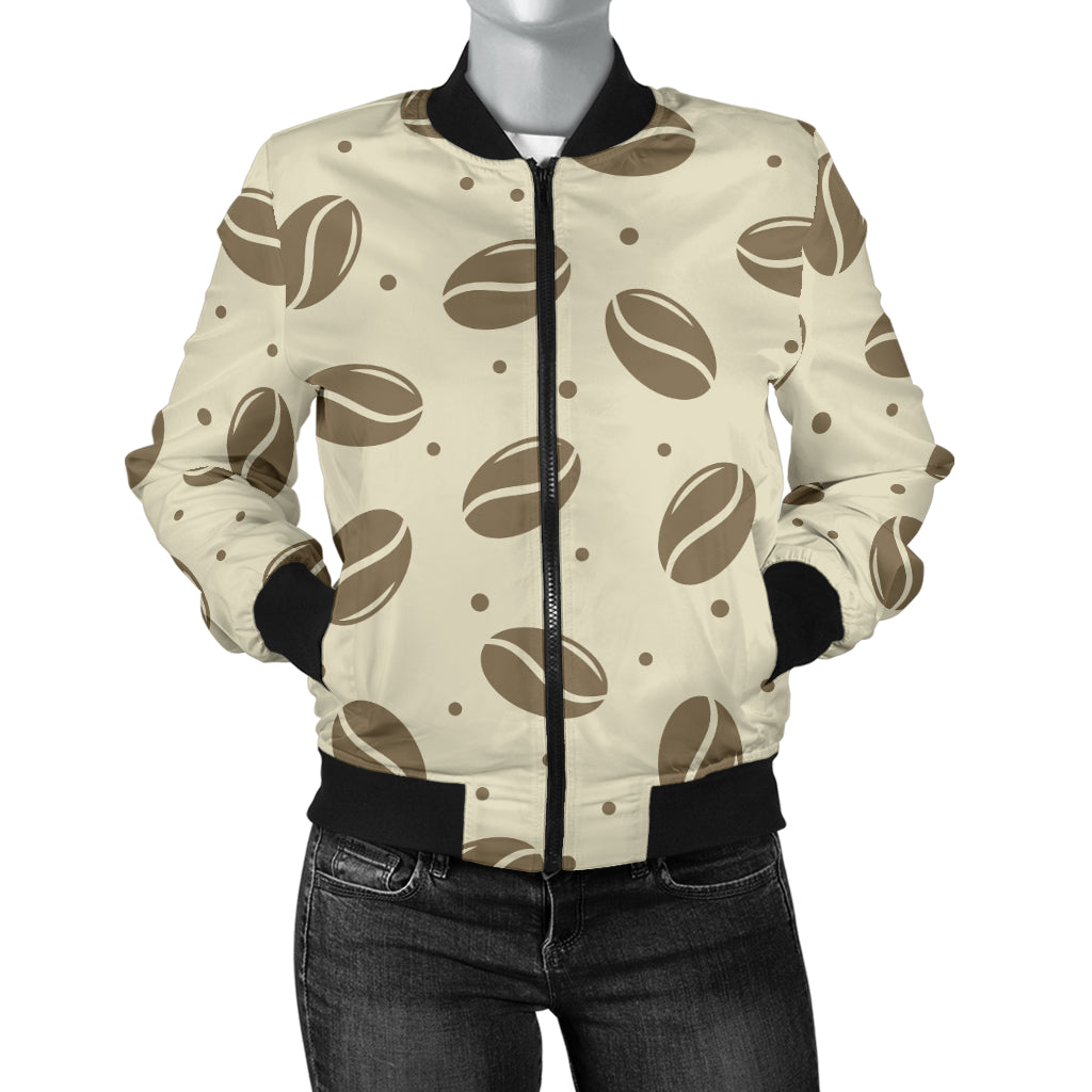 Coffee Pattern Print Design 02 Women's Bomber Jacket