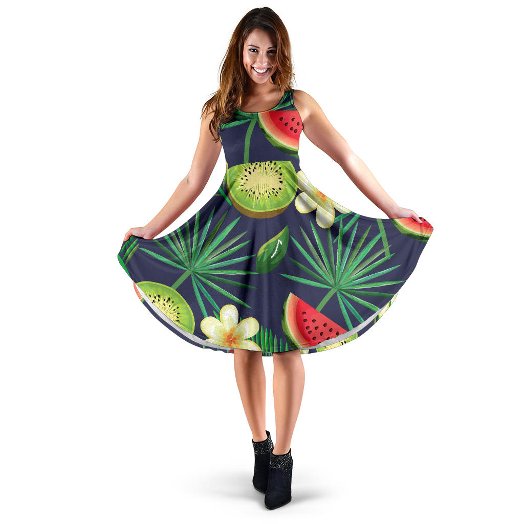 Tropical Fruits Pattern Print Design TF05 Midi Dress
