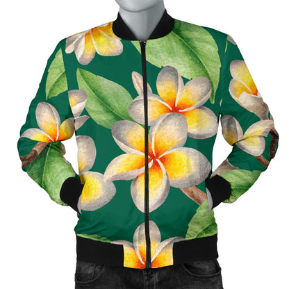 Plumeria Pattern Print Design PM07 Men Bomber Jacket