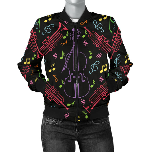 Cello Neon Pattern Print Design 02 Women's Bomber Jacket