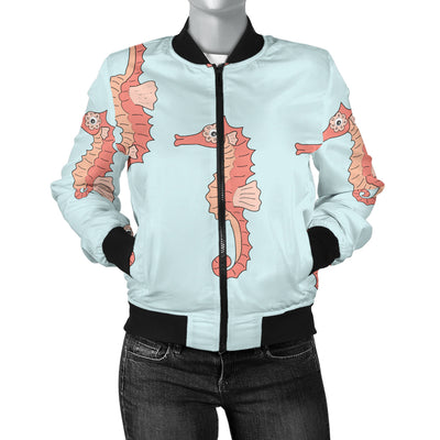 SeaHorse Pattern Print Design 01 Women's Bomber Jacket