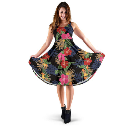 Hawaiian Themed Pattern Print Design H011 Midi Dress