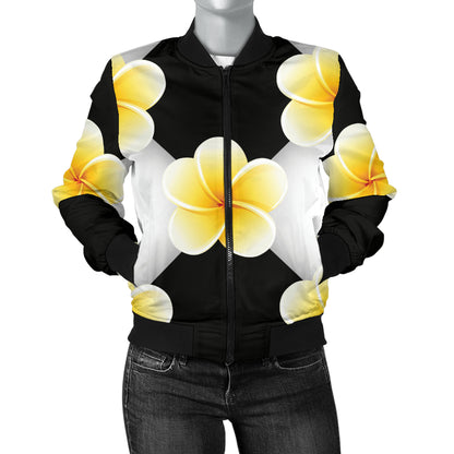 Plumeria Pattern Print Design A04 Women's Bomber Jacket