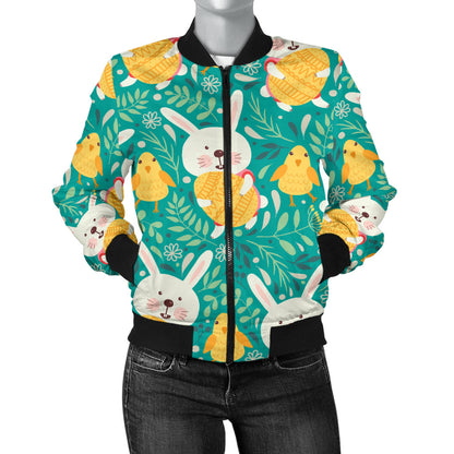Easter Eggs Pattern Print Design RB02 Women Bomber Jacket