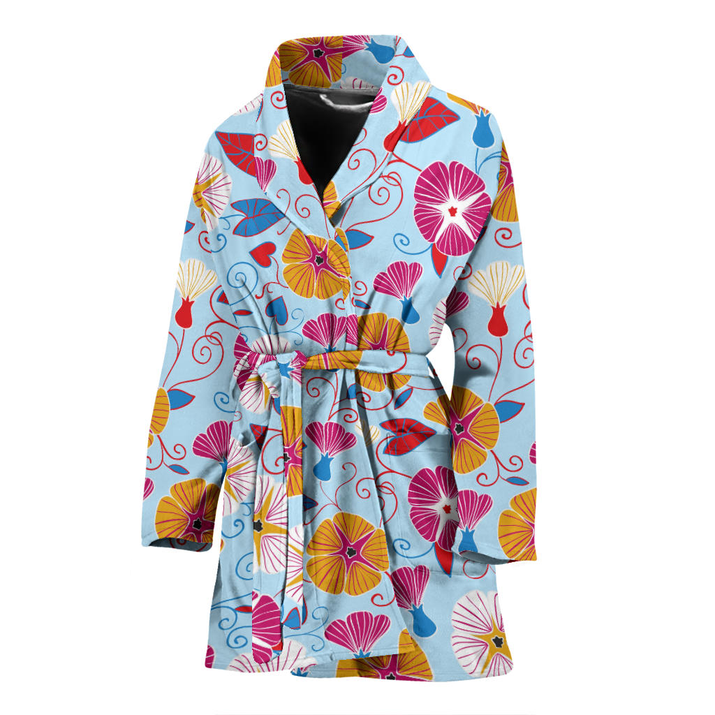 Morning Glory Pattern Print Design MG06 Women Bathrobe