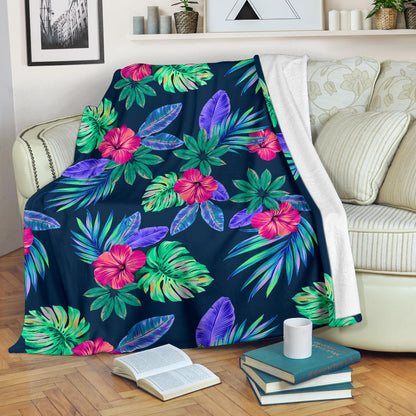 Tropical Flower Pattern Print Design TF09 Fleece Blanket