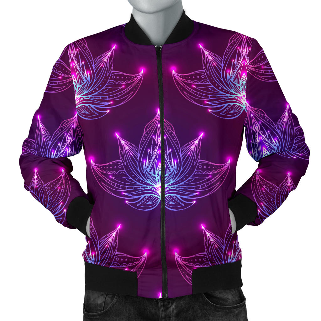 lotus Pattern Print Design LO01 Men Bomber Jacket