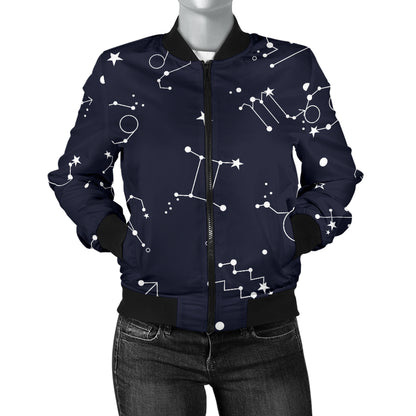 Constellation Pattern Print Design 05 Women's Bomber Jacket