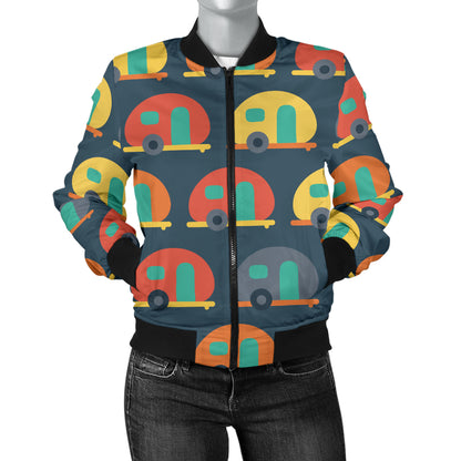 Camper Pattern Print Design 02 Women's Bomber Jacket