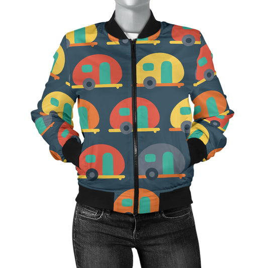 Camper Pattern Print Design 02 Women's Bomber Jacket