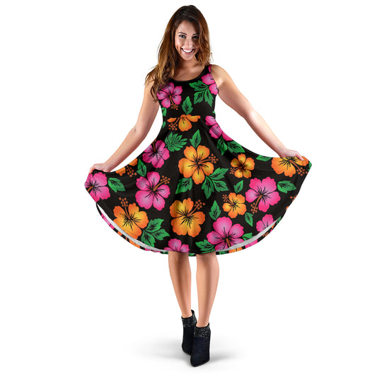 Hibiscus Pattern Print Design HB029 Midi Dress