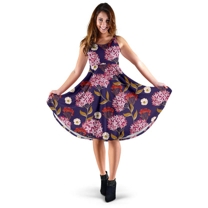 Hydrangea Pattern Print Design HD010 Midi Dress