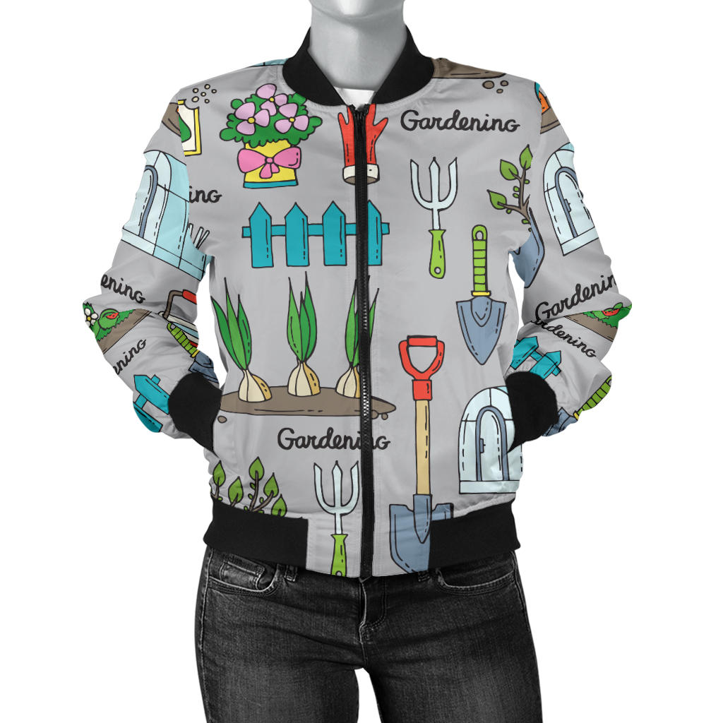 Gardening Pattern Print Design G07 Women Bomber Jacket