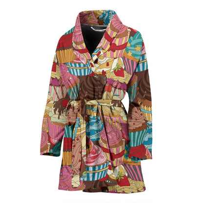Cupcake Pattern Print Design CP01 Women Bathrobe