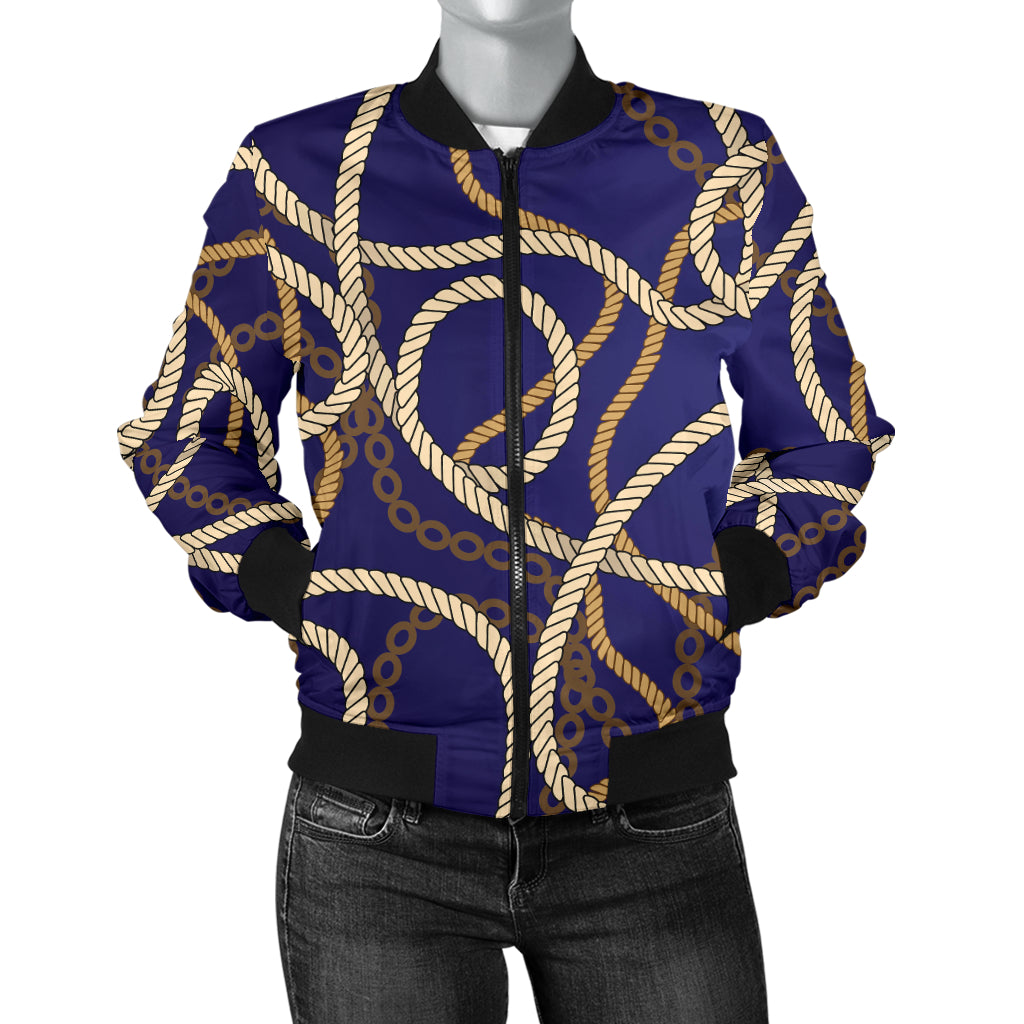 Rope Pattern Print Design A01 Women's Bomber Jacket