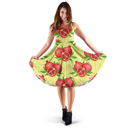 Pomegranate Pattern Print Design PG07 Midi Dress
