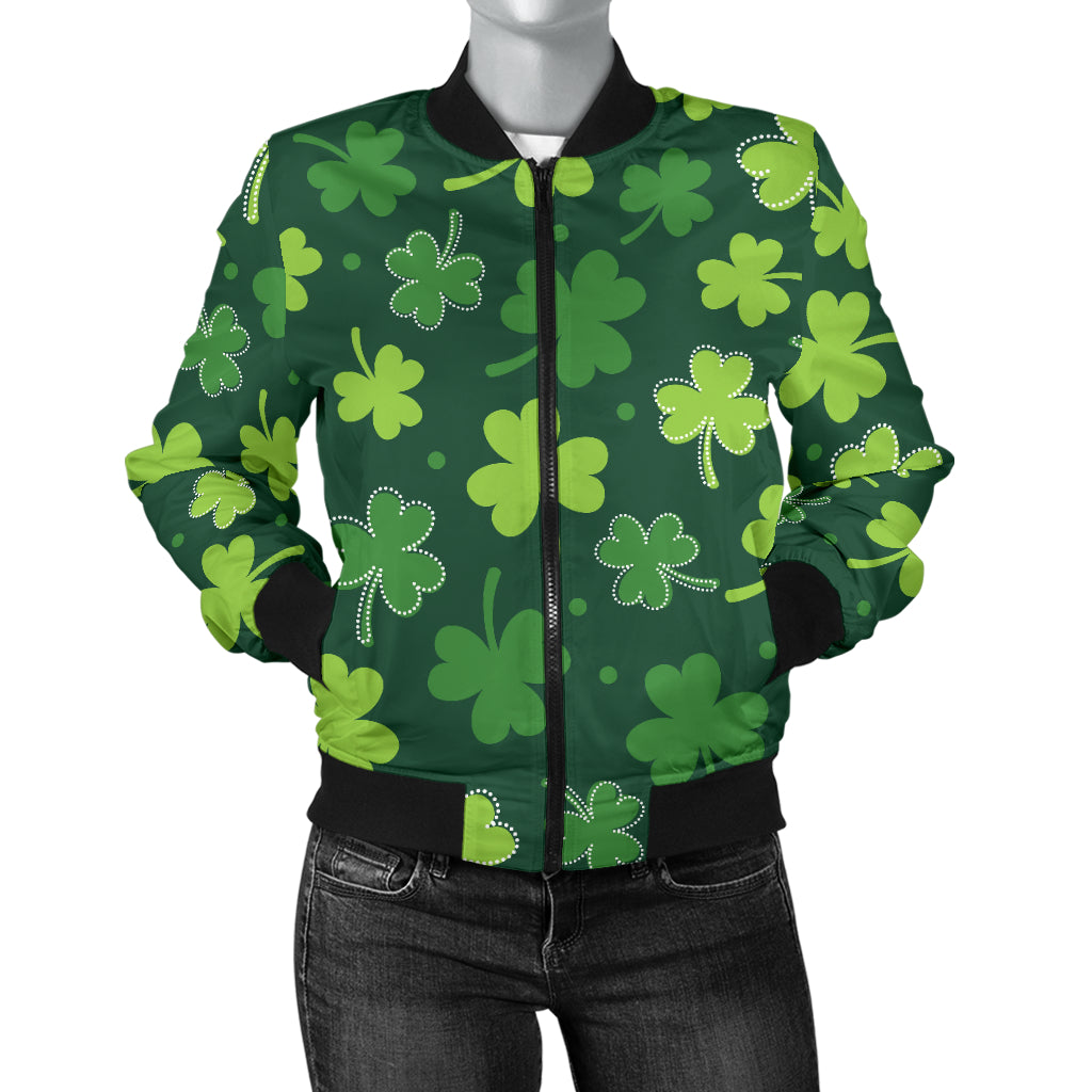 Clover Pattern Print Design 02 Women's Bomber Jacket