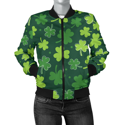 Clover Pattern Print Design 02 Women's Bomber Jacket